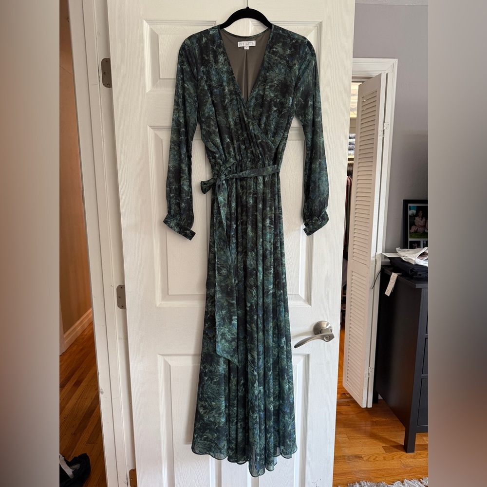 Ivy City Co || Green blue Watercolor Maxi Dress